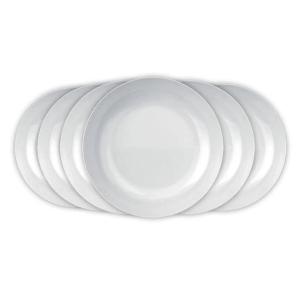 Kit de 6 Pratos Branco De Vidro Fundo 22cm Blanc Duralex Nadir