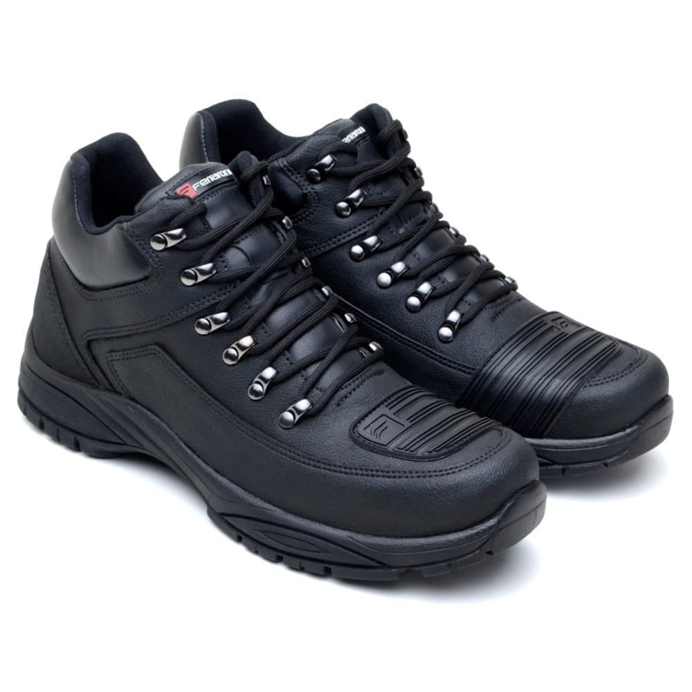 Bota Coturno Motociclista Motoqueiro Cano Baixo Com Cadarço Couro Eco