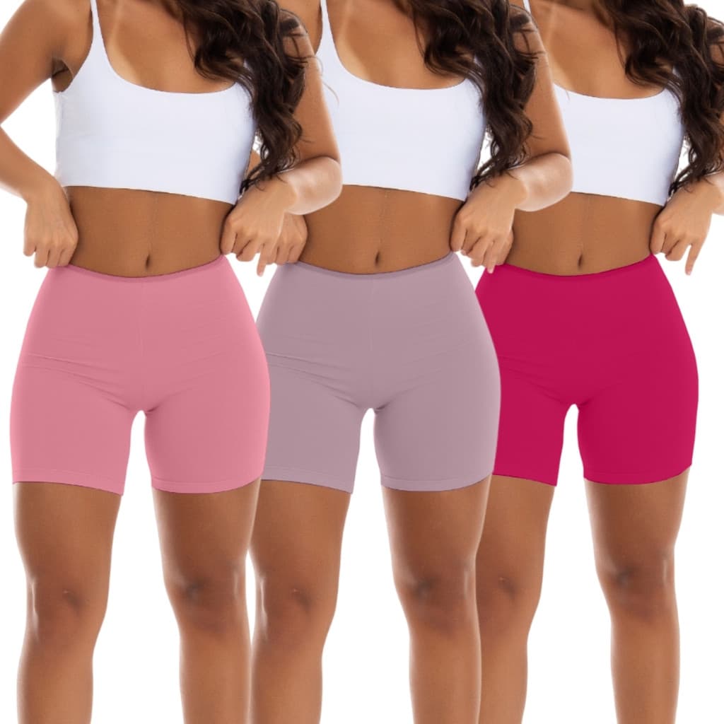 Kit 5 Short Anágua Liso Segunda Pele Colorida Feminina Comprido Usar por Baixo de Vestido