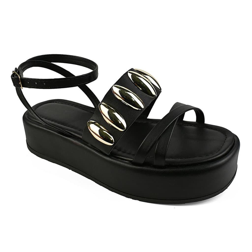 Sandalia Feminina Botons Sola Alta Papete Flatform Sandalia Plataforma Feminina Sapato Feminino