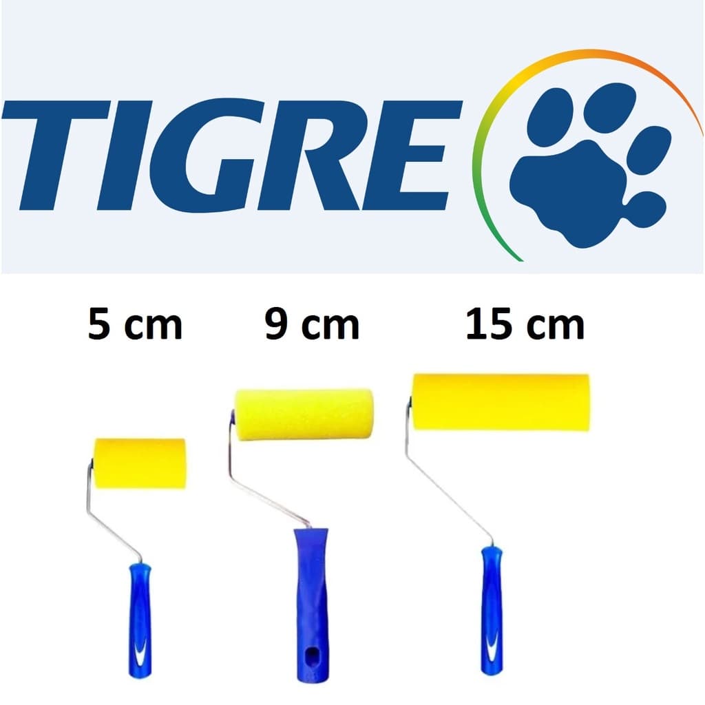 Rolinho Rolo de Espuma TIGRE Para Pintura e Artesanato 1341 - 5cm, 9cm, 15cm para Ferro Madeira e Outros