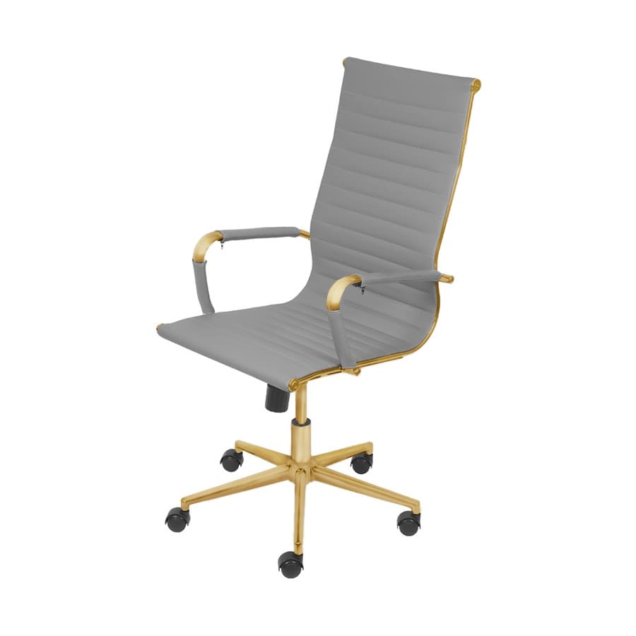 Cadeira De Escritório Giratoria Eames Cinza - Alta | Dourado Matte