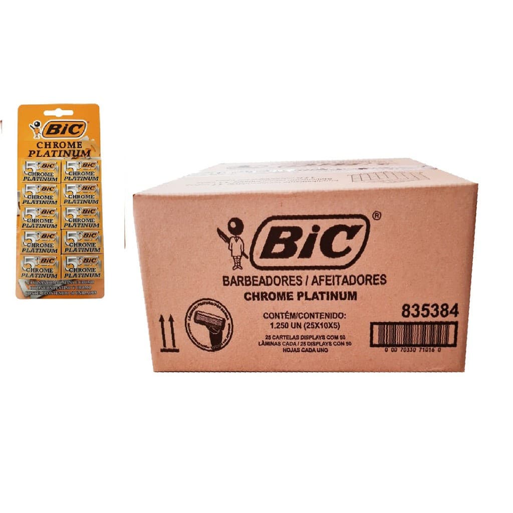 25 Cartelas de Lâmina Bic Chrome Platinum - cartela c/50 un (caixa fechada)