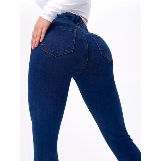 Calça Jeans Skinny Azul Escura Cintura Alta com Lycra - Oferta Relampago!