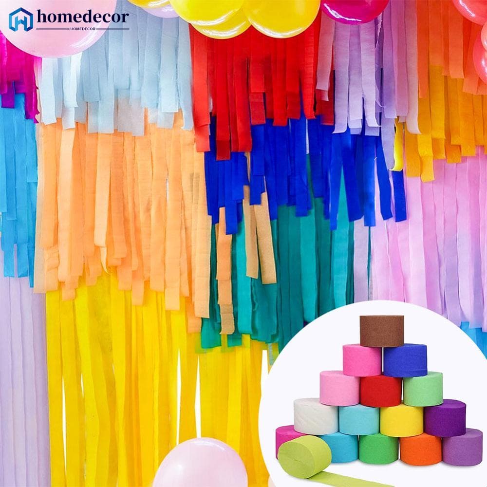 HOMEDECOR 1Pc 4.5 * 25m Papel Crepe Colorido Streamers Tissue Roll Flower Craft Fazendo Aniversário Festa De Casamento Fotografias Fundos Para Bricolage Decoração Suprimentos R3S3