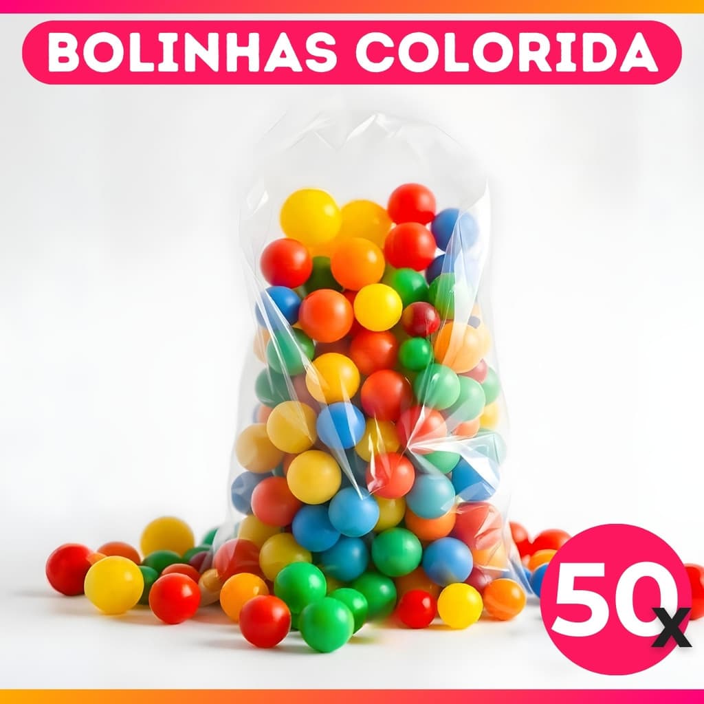 Bolinha Plástica para Piscina 50 Unidades Bolinhas Super Coloridas Piscina Criança Infantil