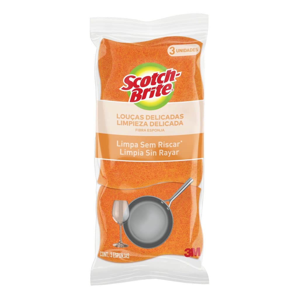 Esponja Scotch-brite Não Risca Limpeza Delicada Laranja Pa
