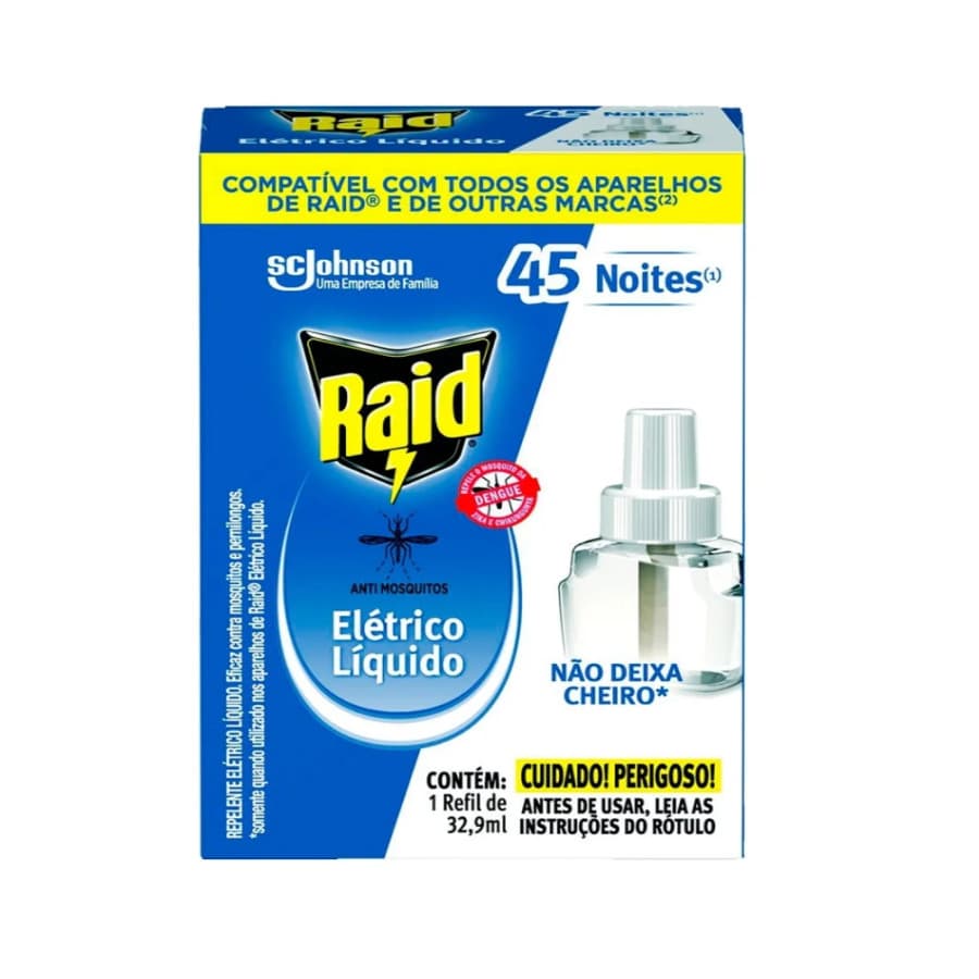 Refil RAID Eletrico 32,9 ML Refil Líquido 45 Noites