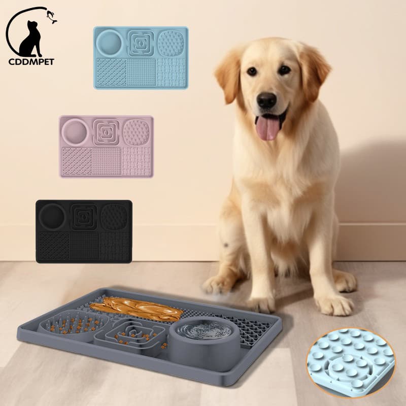 3 em 1 Tigela De Comida Lenta Antiderrapante Para Cachorro Silicone Tapete Comedouro Lento de Lamber