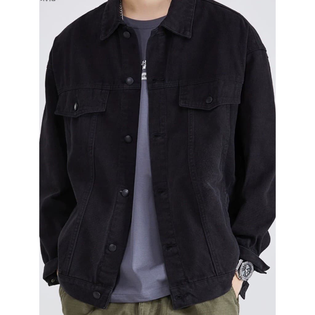 clássica jaqueta jeans masculina  preta Personalização exclusiva, uma jaqueta jeans preta única e especial.