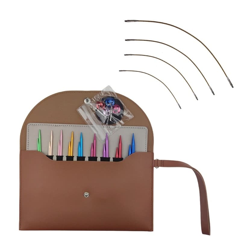 Conjunto Tricô Circulares Bmico 9 Pares Estojo Agulha Intercambiável