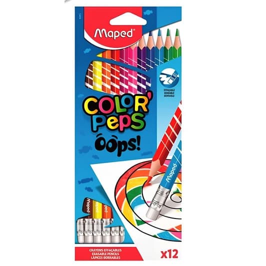 Lápis de Cor ColorPeps Oops Apagável 12 cores - Maped