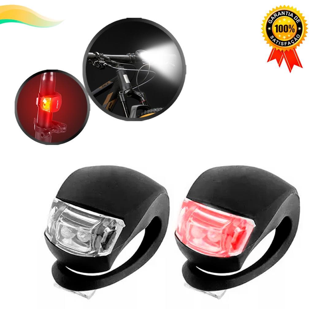 Farol Dianteiro Lanterna Traseira Para Bicicleta Led Silicone Branco E Vermelho Redondo 3 Modos Mtb