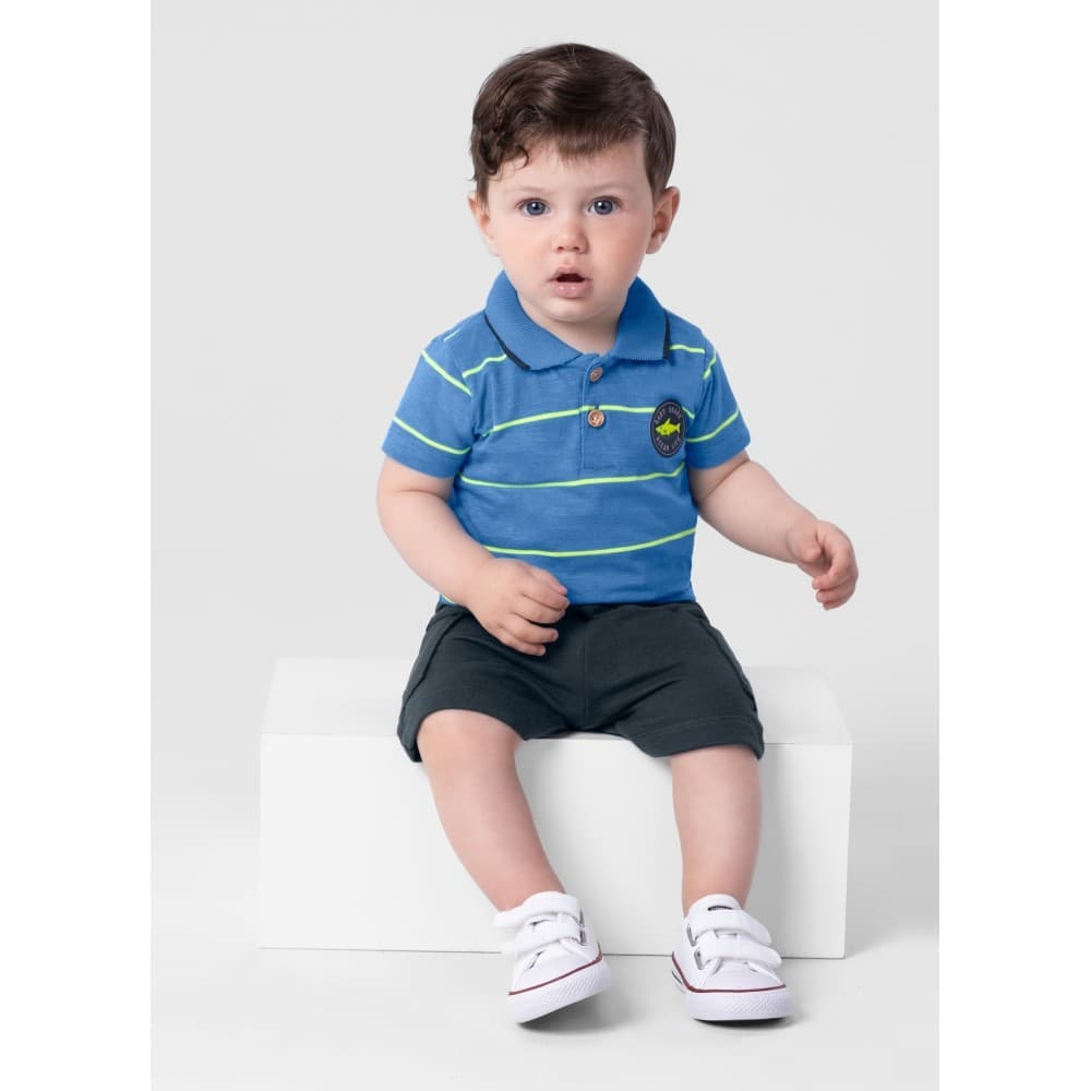 Conjunto Bebê menino de Polo e  Bermuda Moletinho