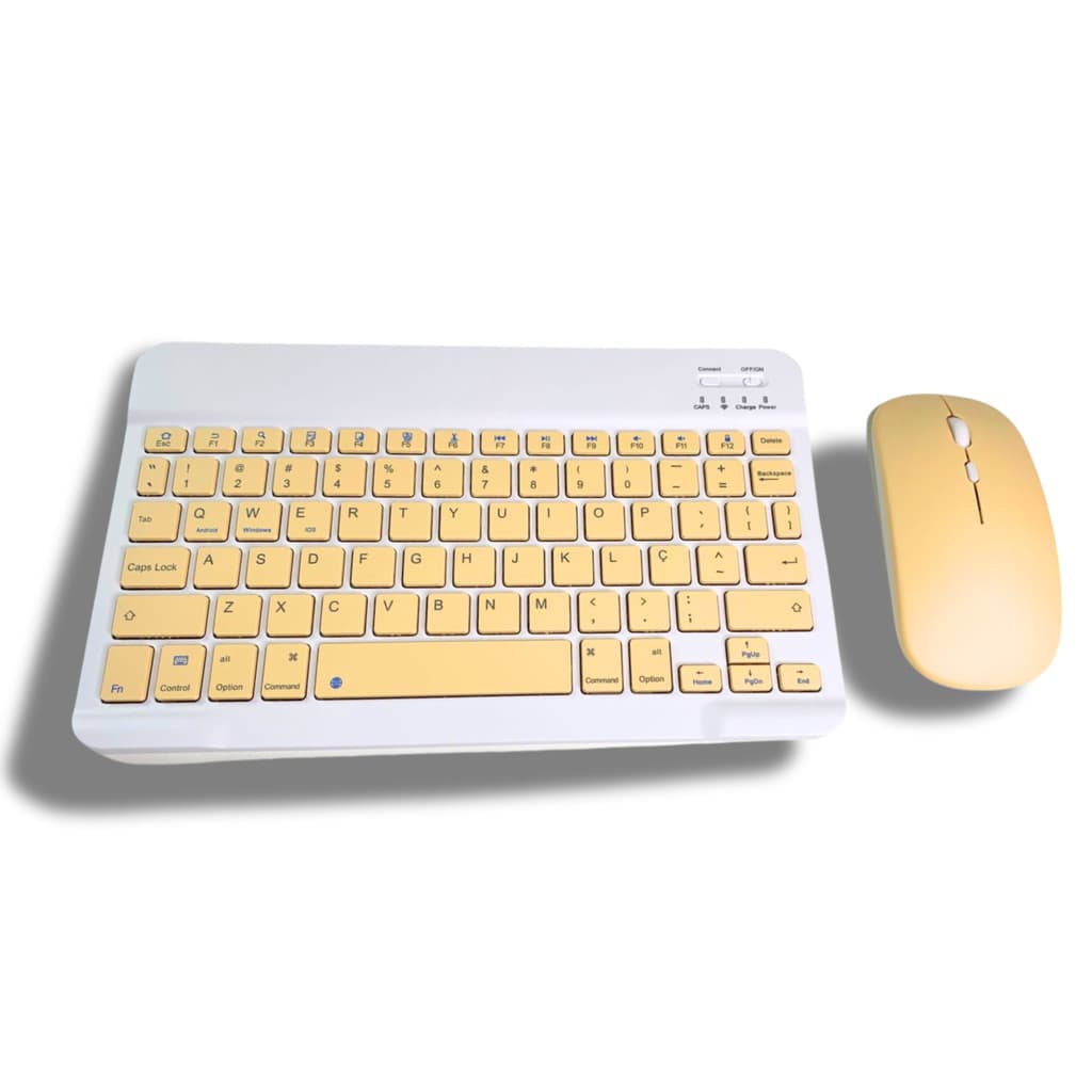 Kit Teclado Mouse Bluetooth Sem Fio Colorido Wireless Pc Computadores Tablets