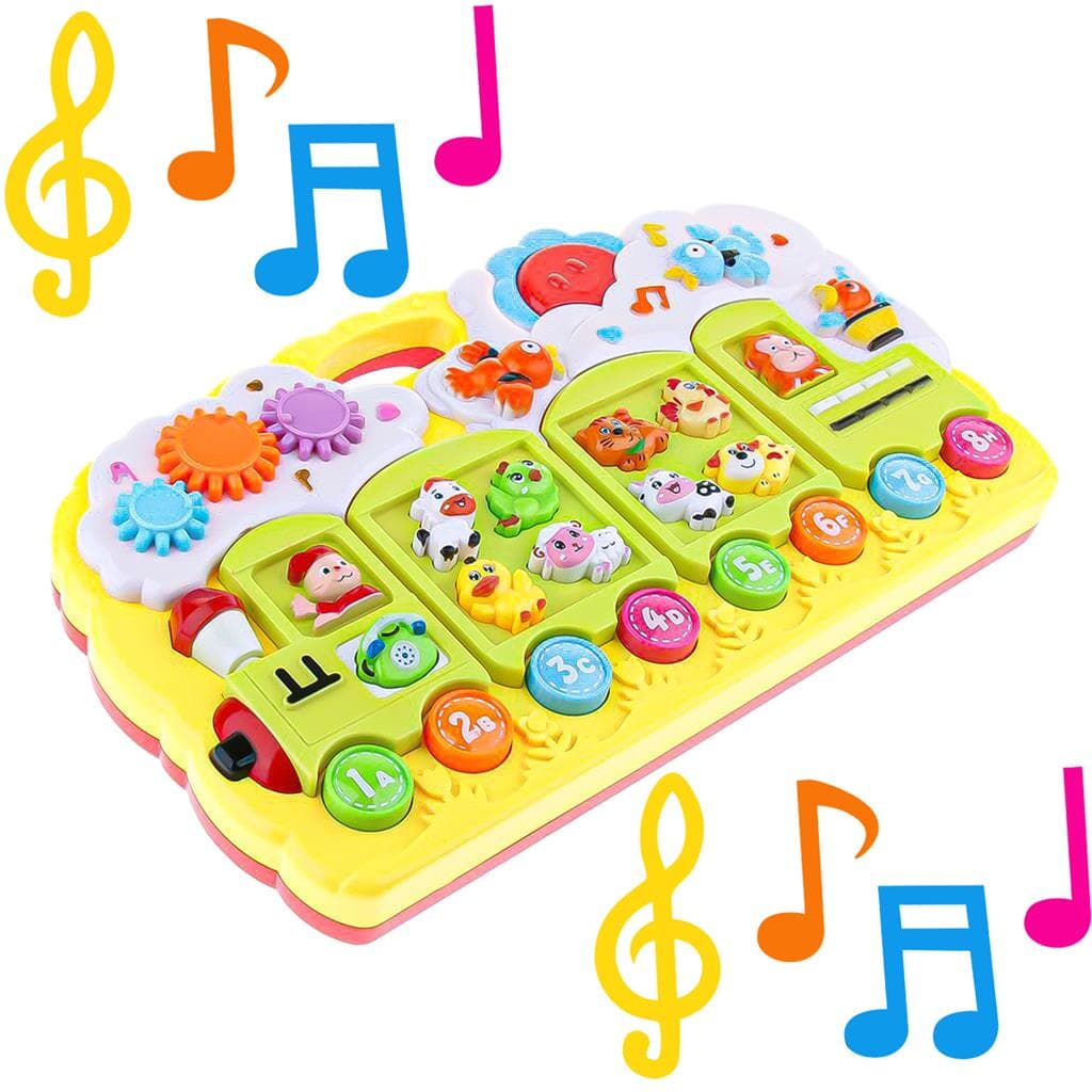 Teclado Musical Trenzinho Infantil Animais Didatico Educativo Com Som E Luz - Dm Toys