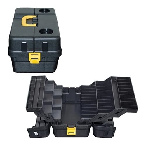 Caixa Ferramenta Maleta Pesca Caixa Organizadora Caixa multiuso Maleta Maquiagem ESTOJO HI 6 BANDEJAS CX-6BJ-GRANDE-PRETO