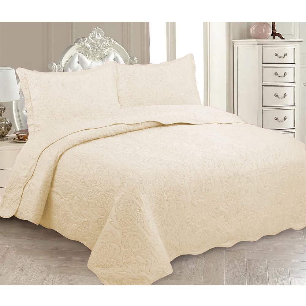Colcha Casal Cobre Leito 3 Peças Matelada King Jazmini Kit Cama Queen Solteiro Percal 200 Fios Dupla Face Conforto Luxo