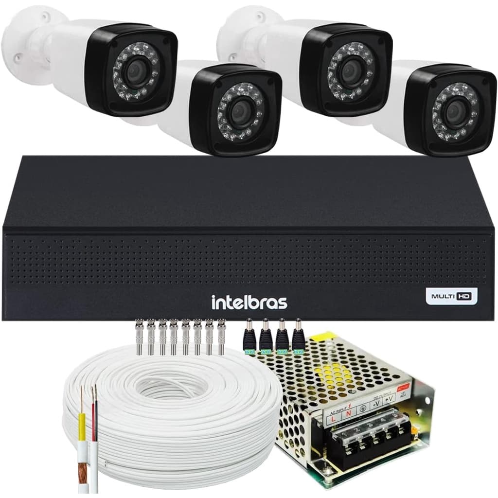 Kit 4 cameras seguranca 2mp Full HD DVR Intelbras 1104 S/ HD
