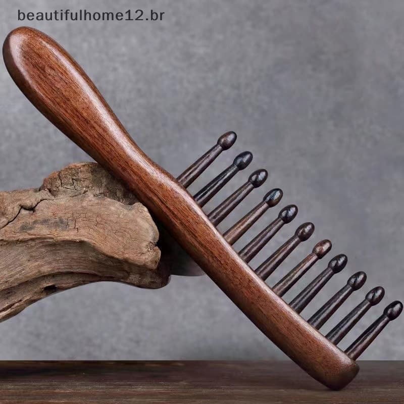 BFBR Pente Natural Meridian Massage Antiestático-snags De Dente Largo Para Mulheres Menina Cabelo Encaracolado Reto ~