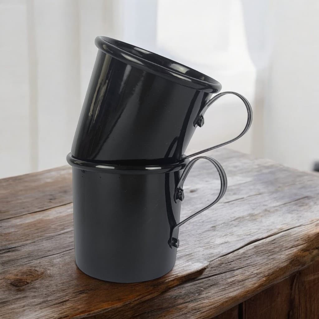 Kit 2 Caneca Copo Moscow Mule Alumínio Cor Preto 350ml