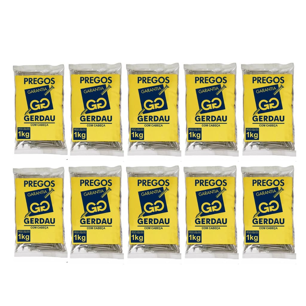 Kit 10 Unidades - Prego Com Cabeça 17x21 Gerdau 1kg
