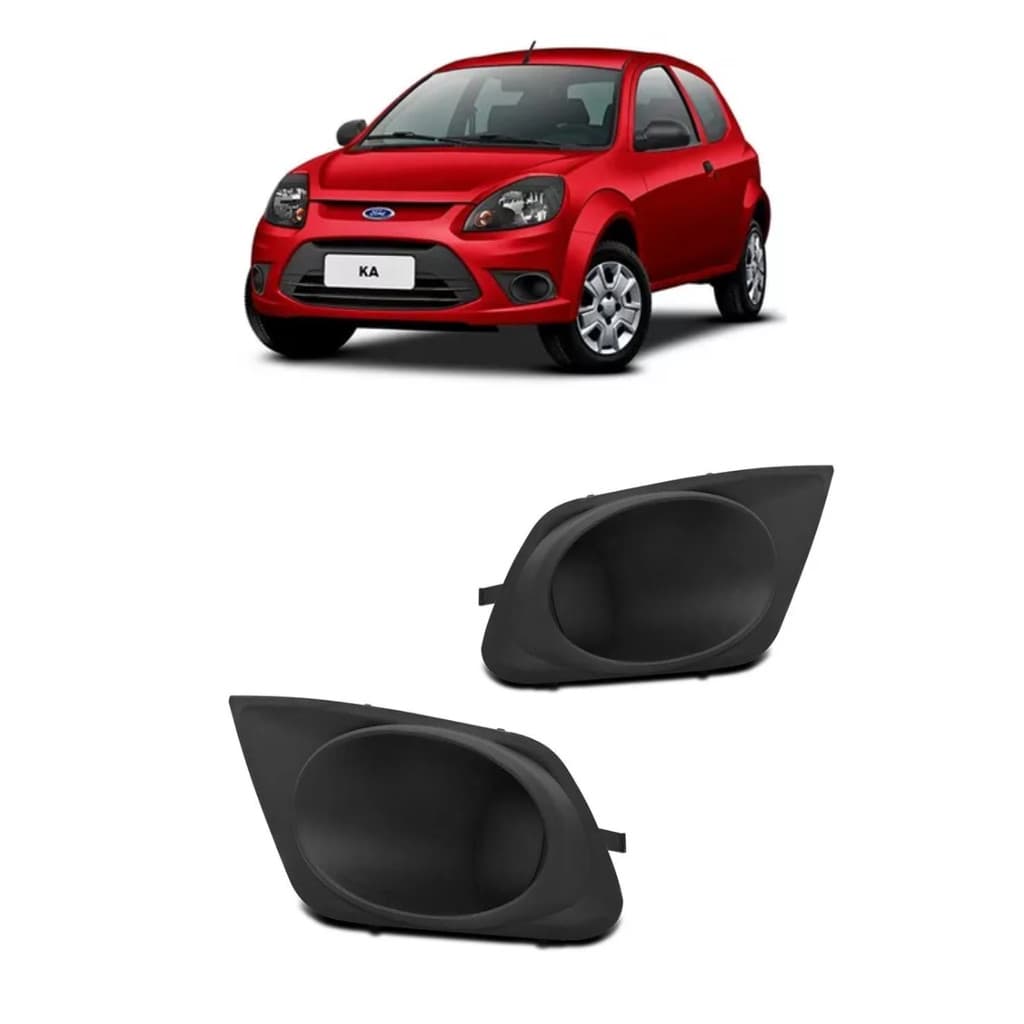 PAR MOLDURA FAROL DE MILHA FORD KA 2012 2013 PRETO SEM FURO FAROL MILHA