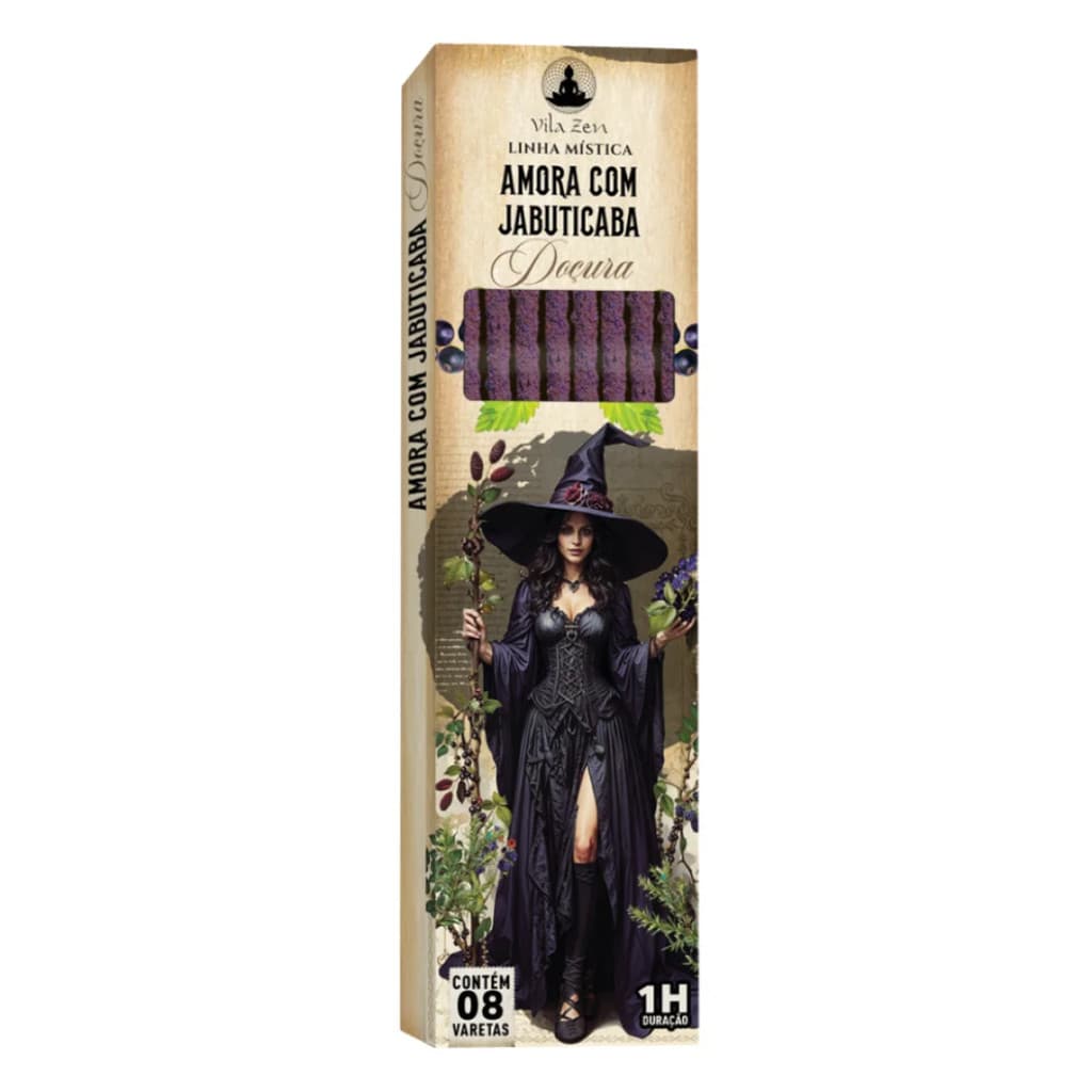 Incenso Linha Mística 0% Carvão Amora e Jabuticaba C/8 Varetas