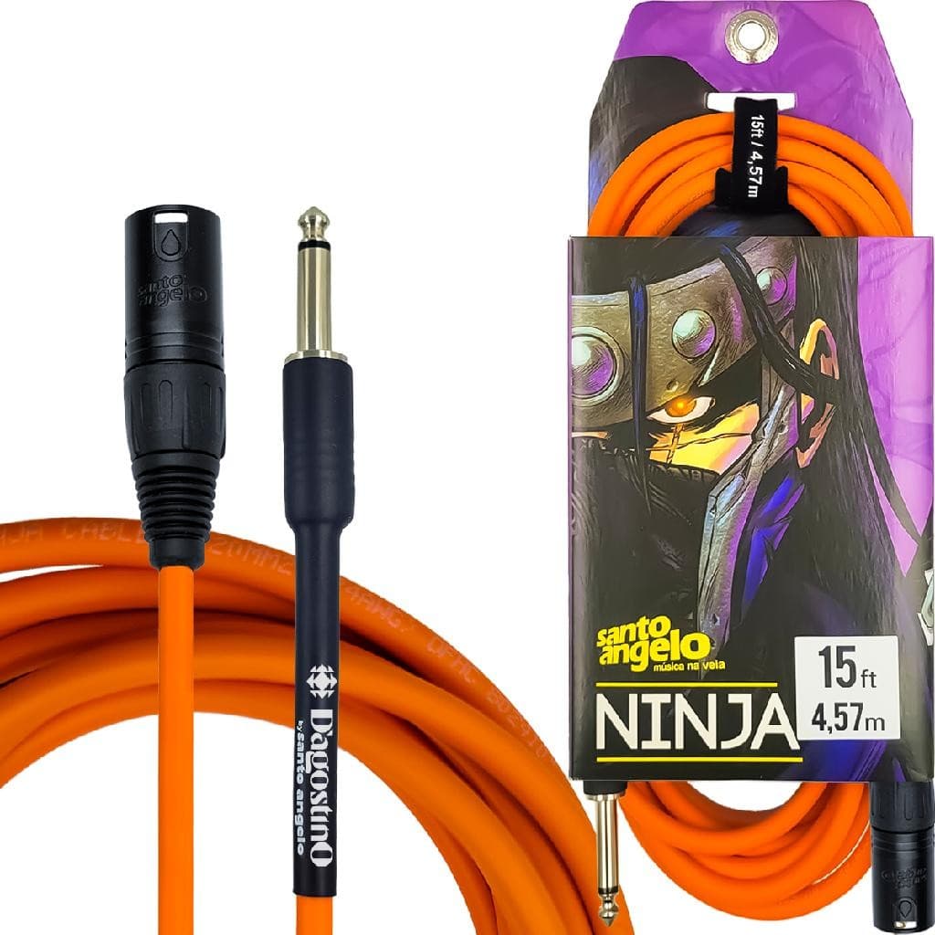 Cabo para Microfone 4,57 Metros 15 ft Laranja DAgostino by Santo Angelo Ninja P10 XLR Macho