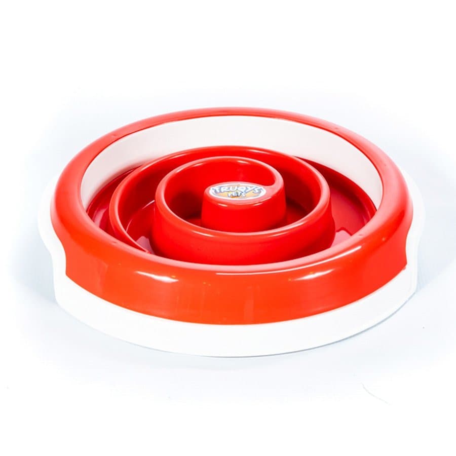 Comedouro Slow Food Lento para Cães e Gatos Truqys Pets Vermelho