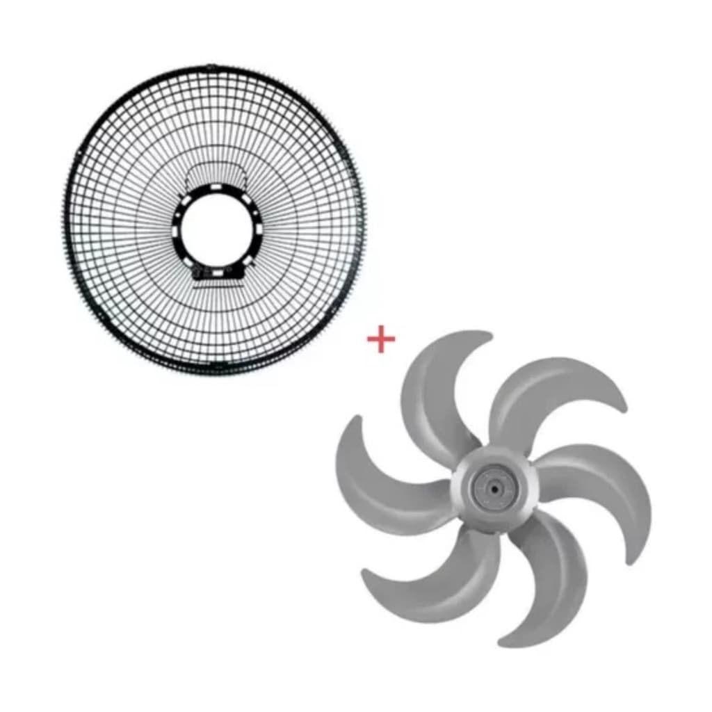 GRADE TRASEIRA + HELICE PRATA VENTILADOR MONDIAL PRETO 30cm