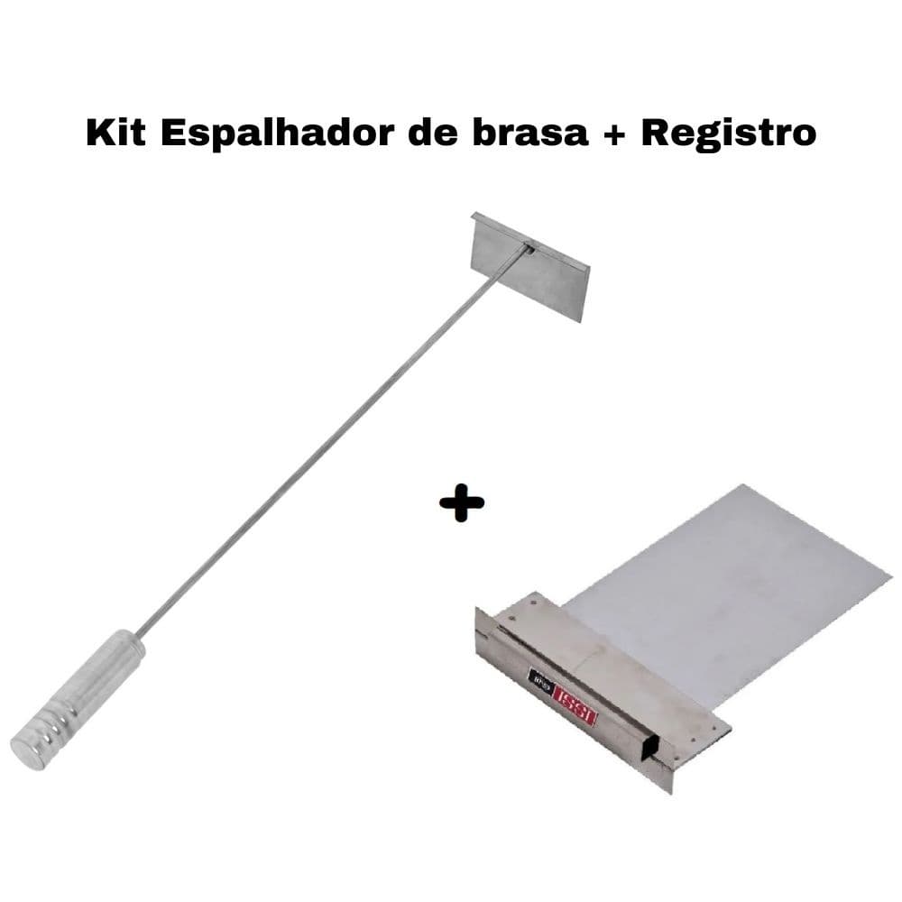 Registro Regulador de Fumaça para chaminé + Espalhador Rastelo de Brasa Inox
