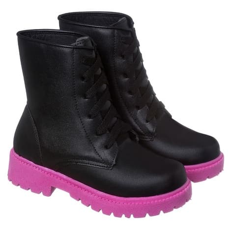 Coturno Infantil Menina Sola Pink Tratorada Baixa Promoção Cano Curto Confortável Original