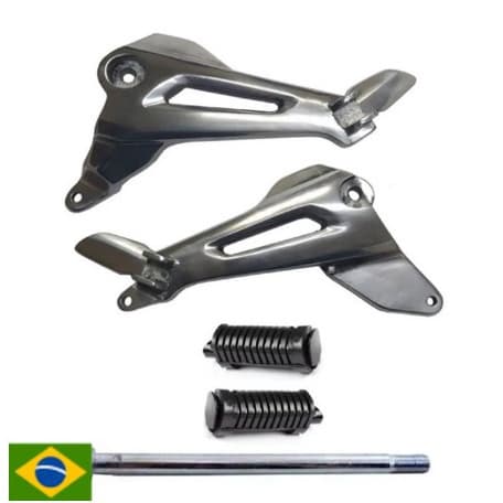 Suporte Pedaleira Bacalhau Polido Par + Eixo + Par Pedaleiras cg Titan 150 2004 2005 2006 2007 2008