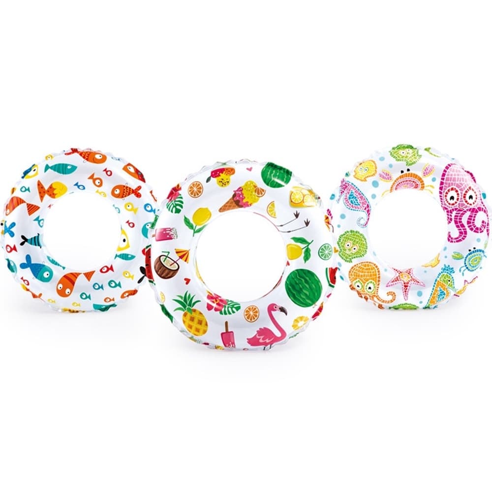 Boia redonda infantil inflável para piscina mar. Boia divertida colorida verão 51cm Intex 59230