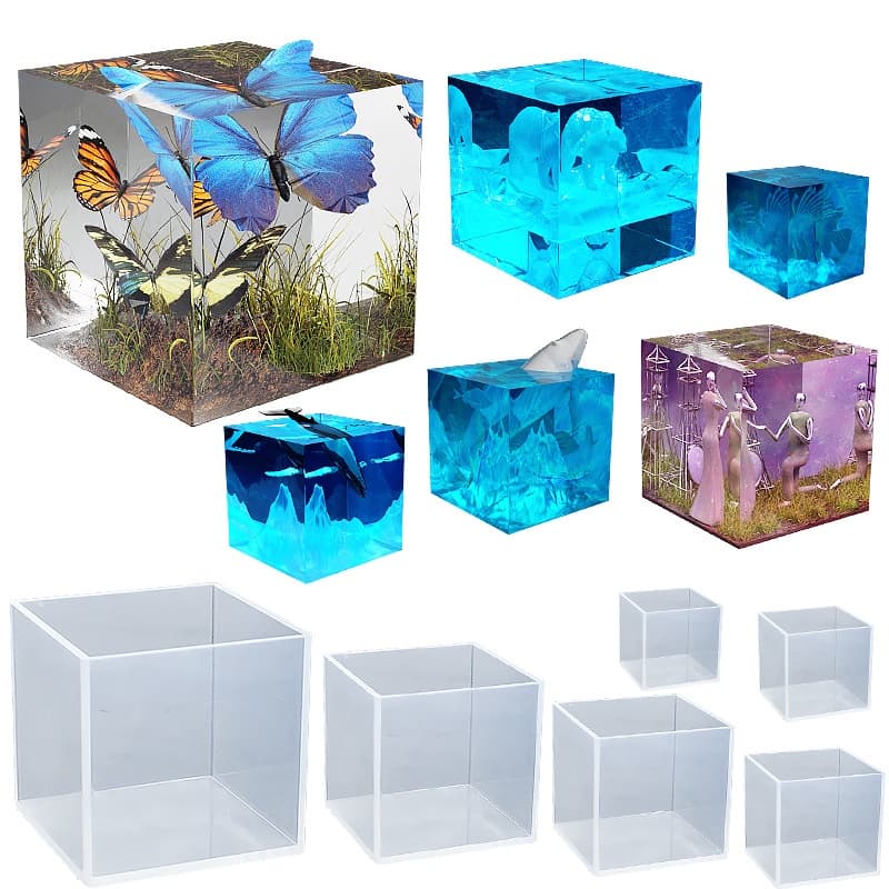 Alta Transparência Espelho Cubo Molde De Silicone DIY Cristal Gota Cola Artesanato Gesso Vela Resina Moagem