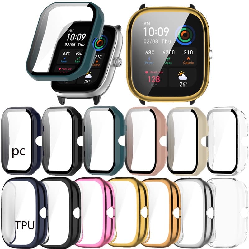 Para O Amazfit GTS 4 Mini PC Vidro Temperado Protetor De Tela De Smartwatch Relógio Inteligente TPU Bumper Shell