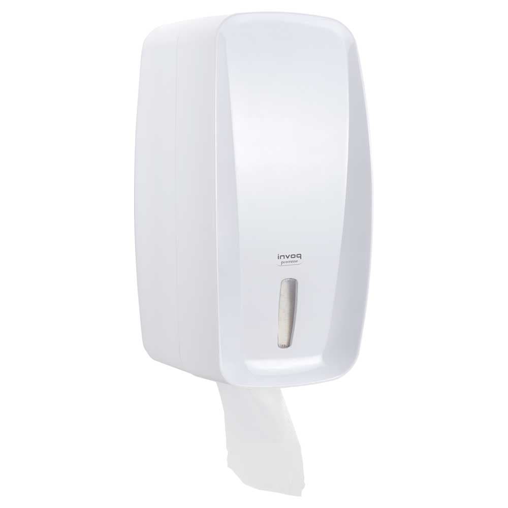 Suporte Dispenser porta papel higiênico Cai Cai interfolha Premisse Invoq para banheiro vestiário academia lavabo branco