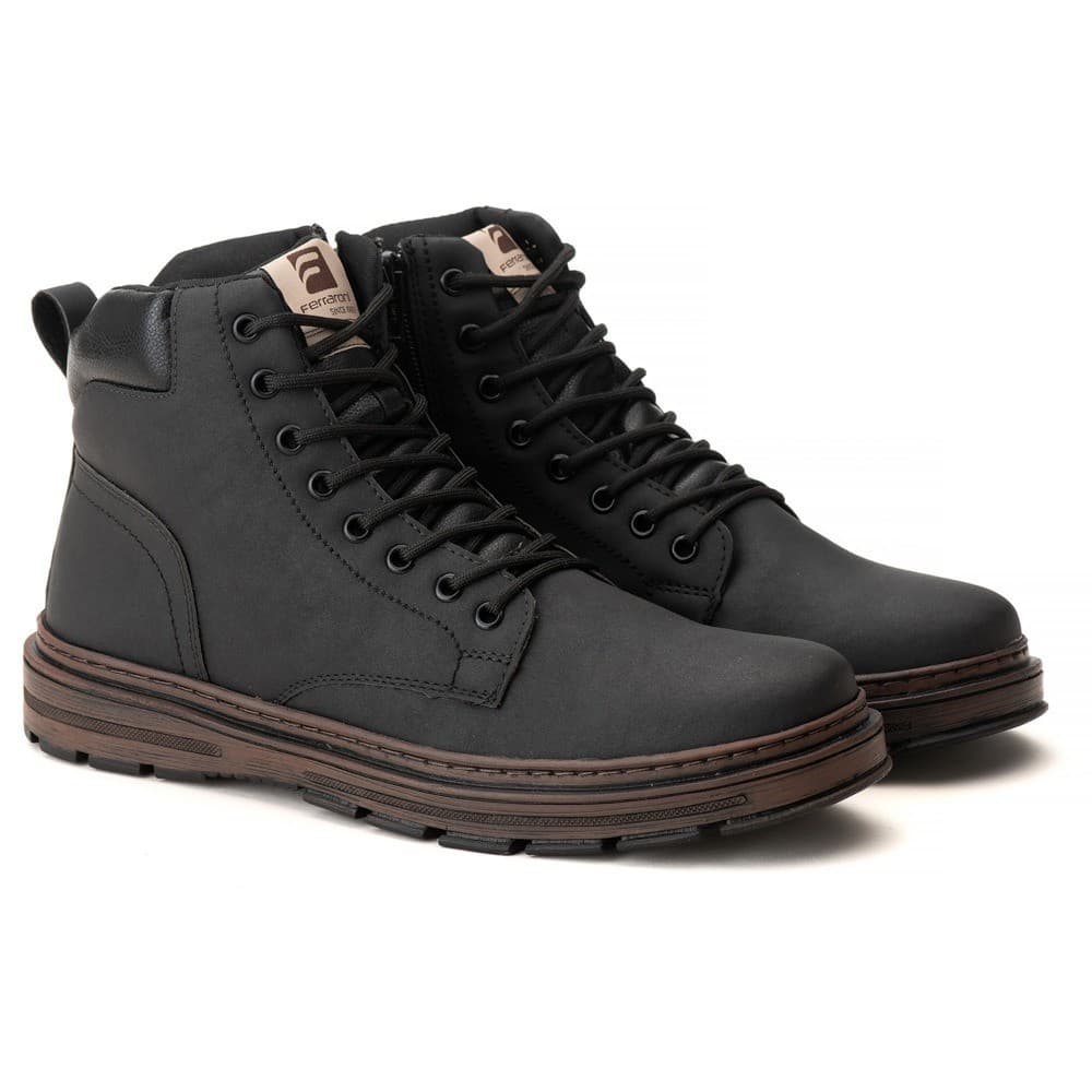 Bota Coturno Masculino Sintético Para Trabalho Solado de Borracha Costurado