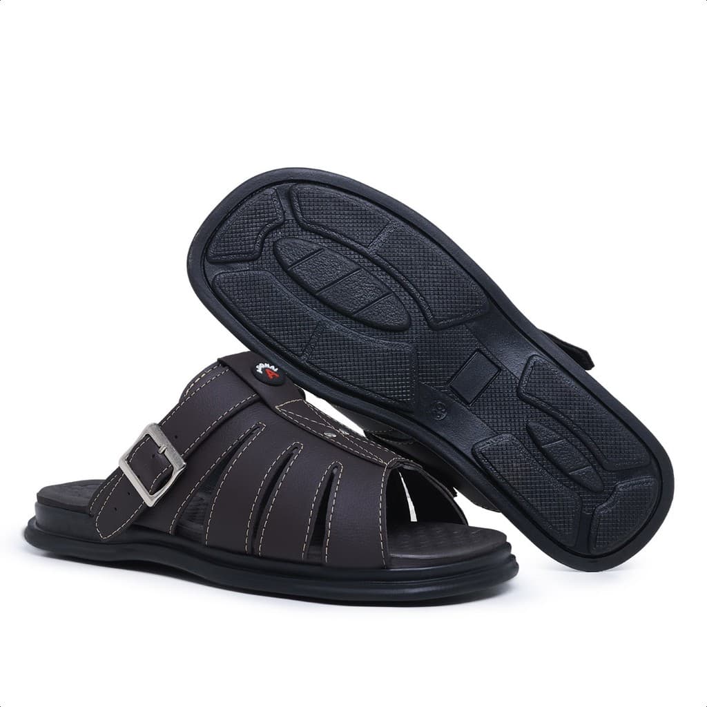 Sandália Franciscana Anti Stress Chinelo Masculino Couro Legítimo Promoção
