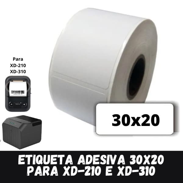 1 ROLO DE ETIQUETA TÉRMICA ADESIVA P/ XD-210 XD-310 - 30x20