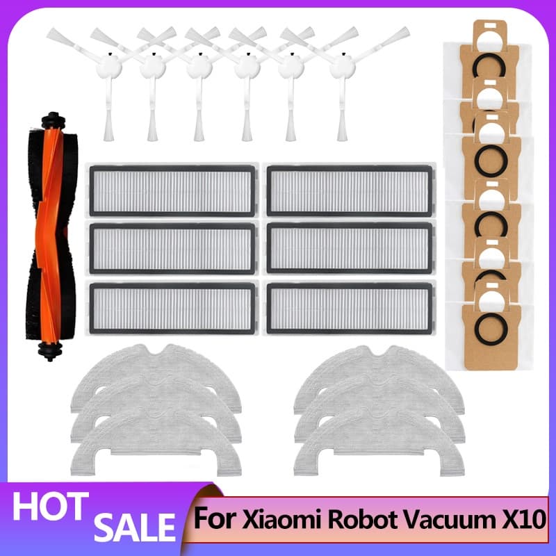 Acessórios Para O Aspirador De Pó Xiaomi X10 Robot Escova Lateral Principal Hepa Filtro Mop Cloth Dust Bag Substituição Da Peça De Reposição