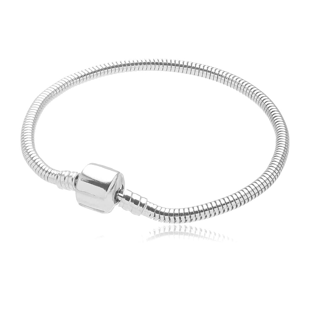 Pulseira Para Berloque com Fecho Tambor Banhado a Prata 925