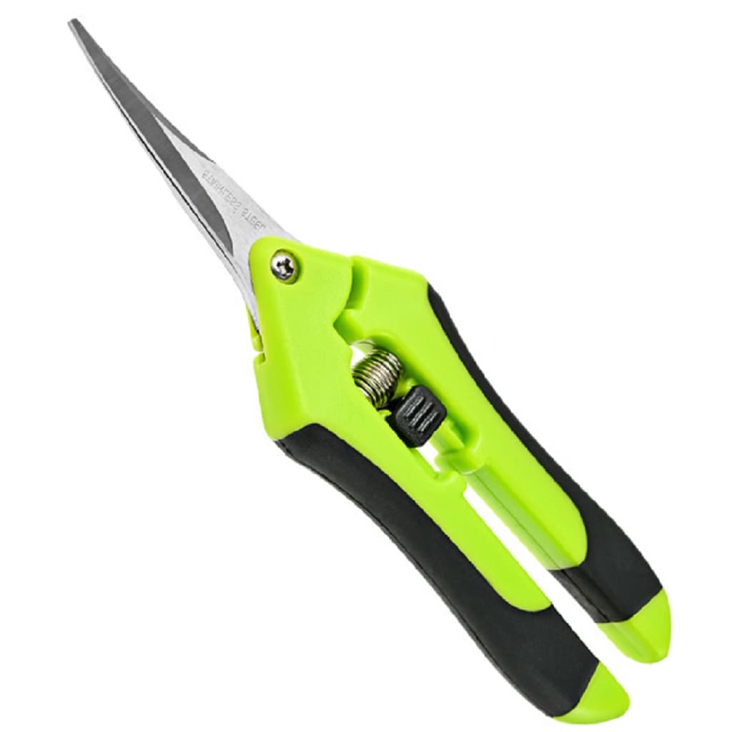 Tesoura Poda Jardinagem Manicure Cabo emborrachado Mola Ergonômico Ponta Aço Inox CURVA
