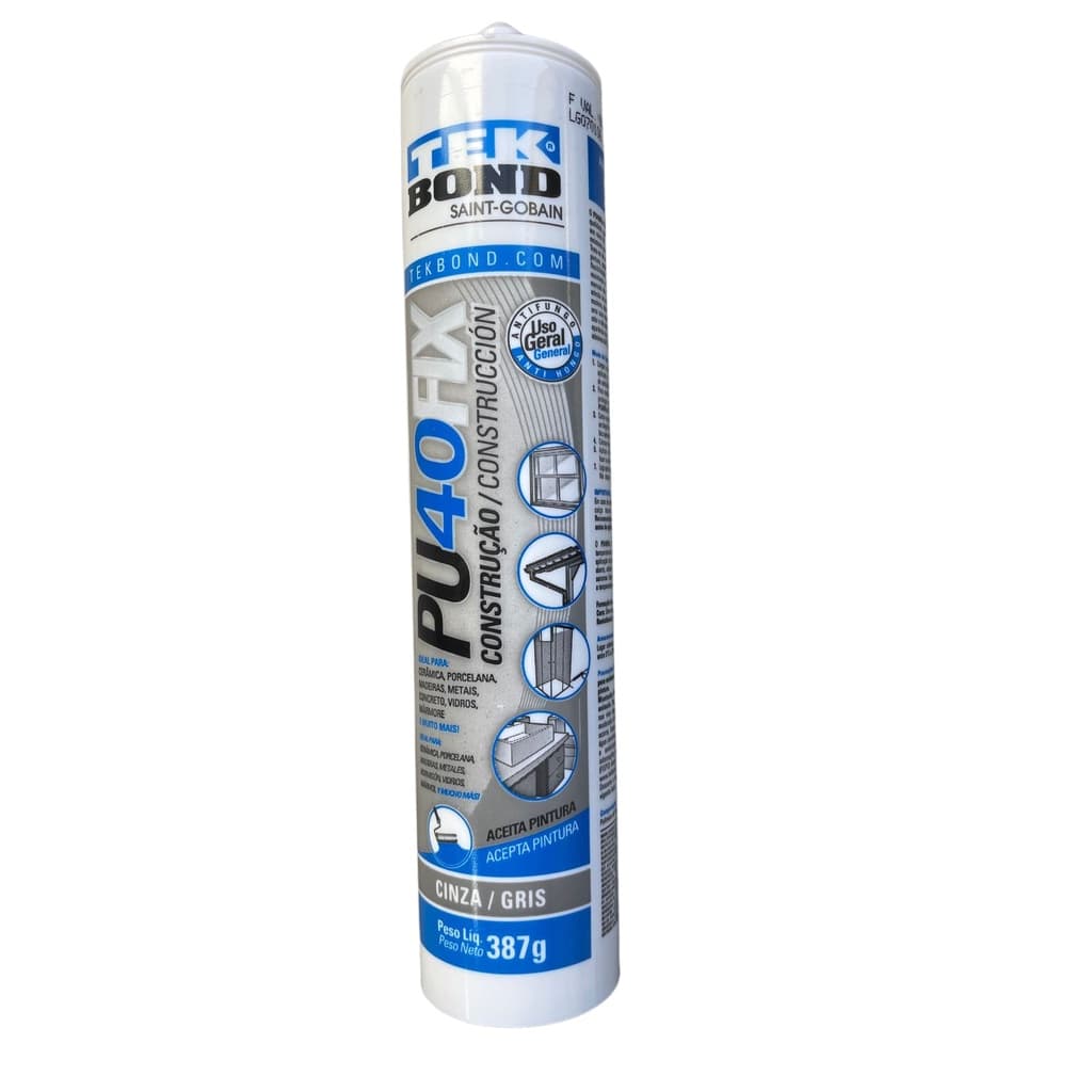 SILICONE PU40 FIX CINZA CARTUCHO 387G/280ML TEK BOND