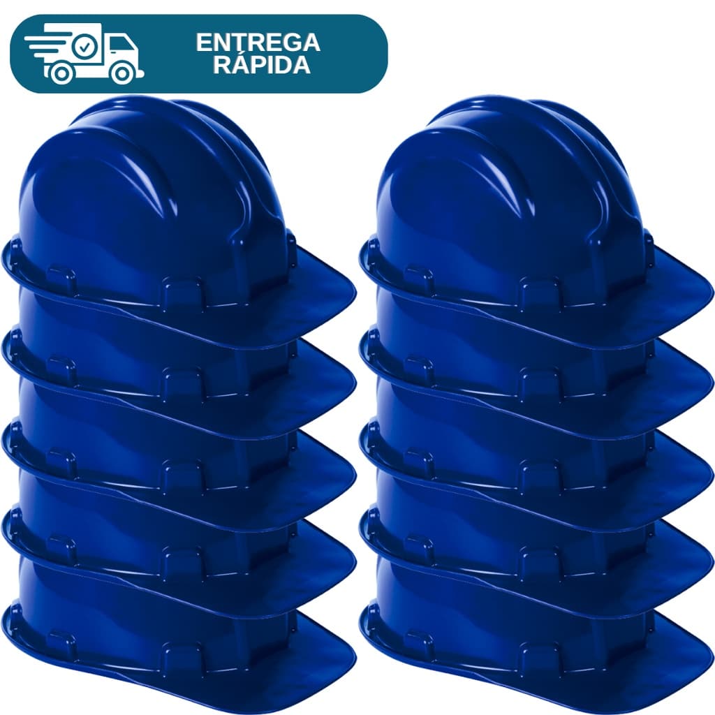Kit 10 Capacete De Segurança Com Carneira Para Obra Proteção Trabalho Epi Construção Civil Plastcor