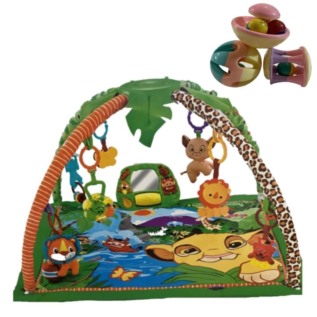 Tapete Atividade Ginásio Selva Bebê Mobile  + Chocalho Bebê