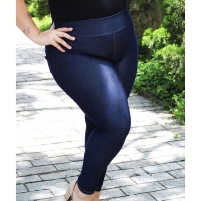 Calça Plus Size Legging Jeans Fake com Bolso EXG