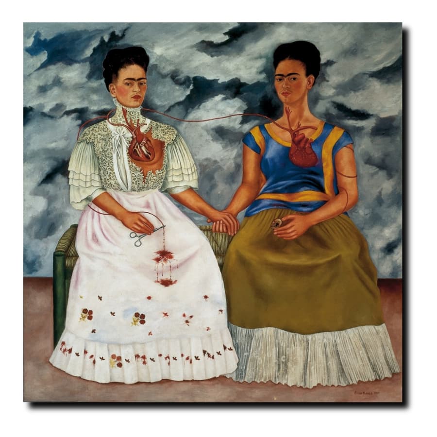 Quadro Frida Kahlo Duas Fridas Surrealismo Arte Moderna em Tela Acetinada