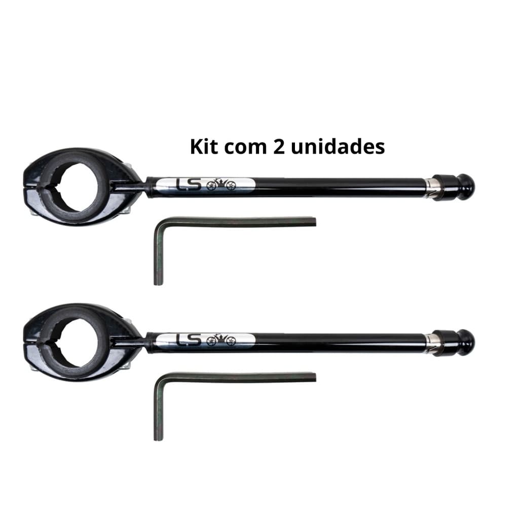 Kit contendo 2 Antenas Corta Pipa para Moto 6 Estágios retrátil fixação no Guidão Aço Inox Preta